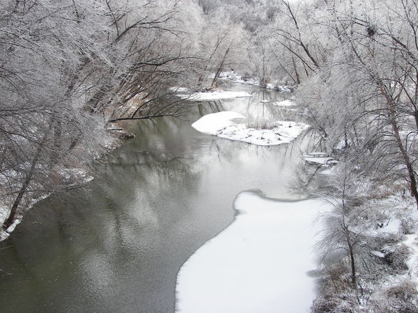 Tar Creek on the South side of the Central Street bridge in Miami,  Oklahoma. Picture taken on Janua